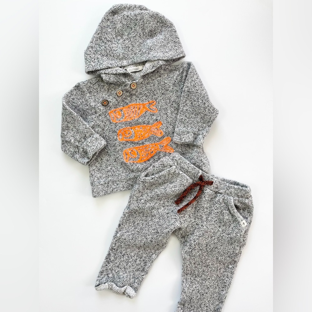 Billy Bandit Gray and Orange Fish Hoodie Set